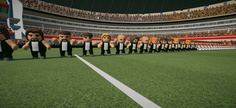 Players lined up before the bounce